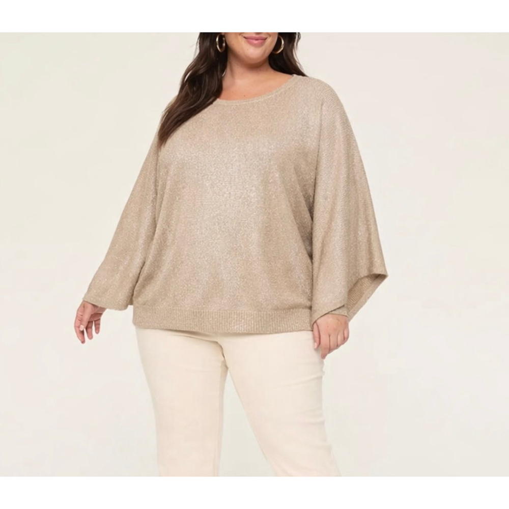 Lane Bryant Gold Metallic Dolman Sleeve Sweater Plus Size 26